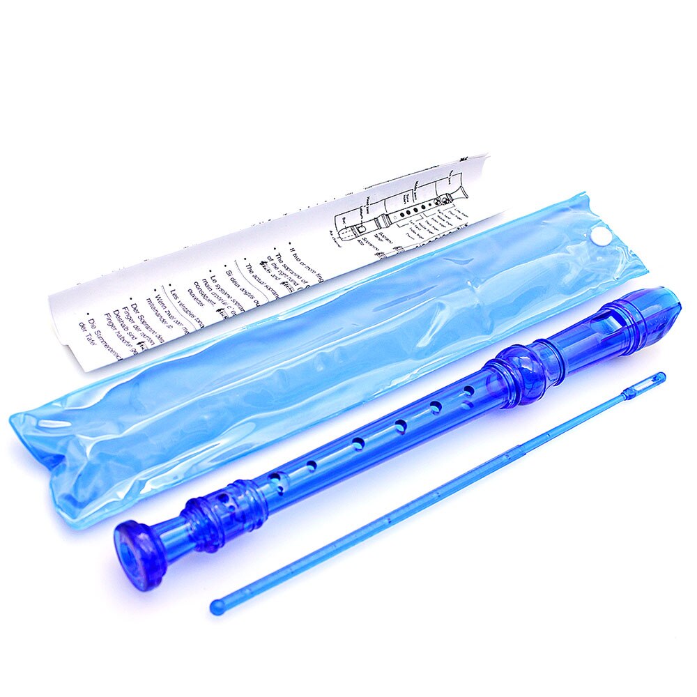 Grabador soprano ABS 8 agujeros transparente con barra de limpieza Tabla de huellas introducción para niños principiantes instrumento