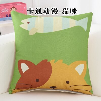 Cute Cartoon Printing Linen Square Sofa Children Cushion Cover Nap Throw Pillow Case Decorbox Home Decor Household Supplies: 6