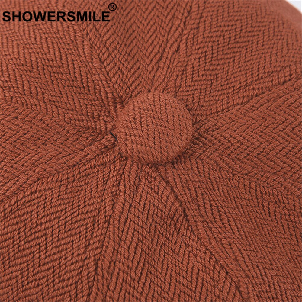 Showersmile retro uutispoika lippalakki naiselle kevät kesä naisille kahdeksankulmainen hattu tiilenpunainen merkki brittiläinen litteä lippalakki