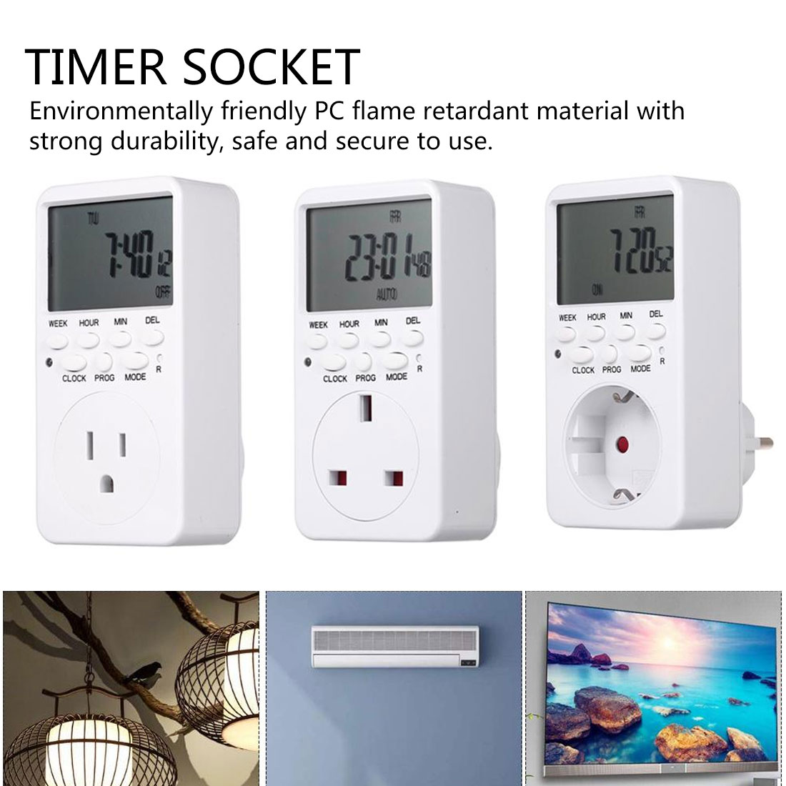 Elektronisk Timer Elektronisk digital timerkontakt eu uk us stik køk... – Grandado