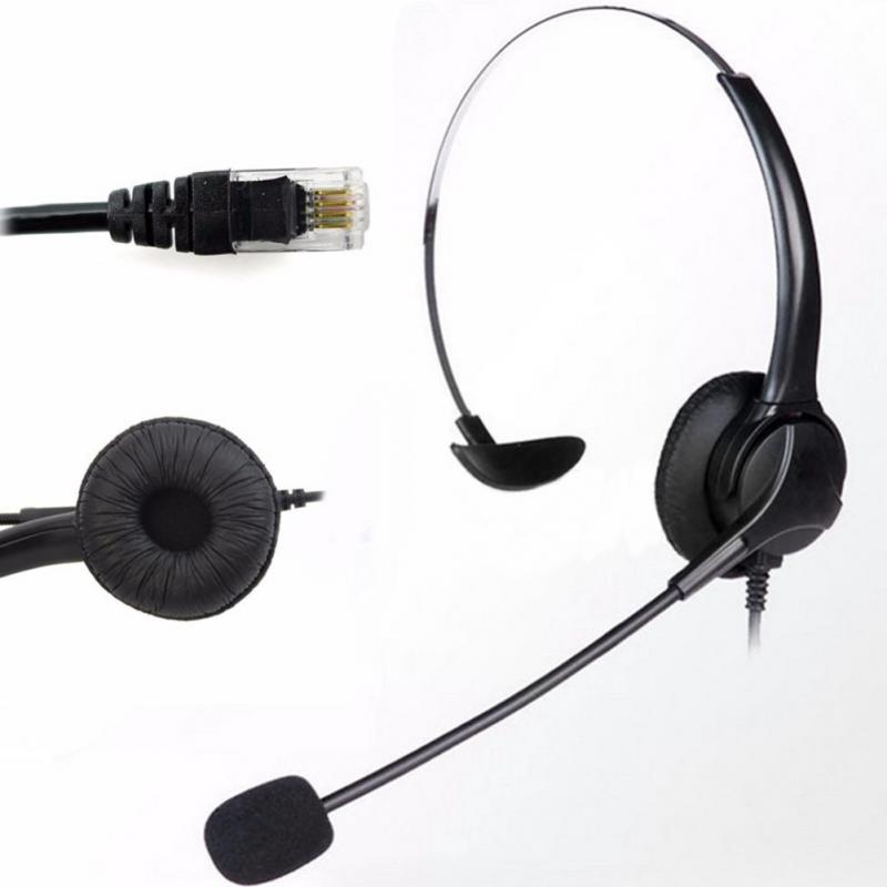 Telephone Headset Call Center Operator Monaural Headphone Customer Service Landline Voice Call Chat Headset Earphone ~