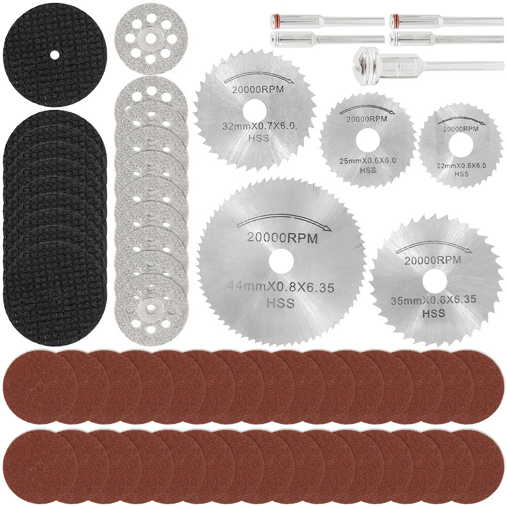 60 Stuks Diamantdoorslijpschijven Metalen Zaagblad Set Hss Mini Cirkelzaag Blade Voor Dremel Rotary Gereedschap Hars Cut-Off Wielen Diamant: Default Title