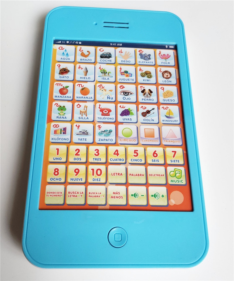 Zhenwei Multi Functional Spanish Learning Pad Kids Tablet Numbers Letters Shapes Early Education Toys for Children Baby Laptop
