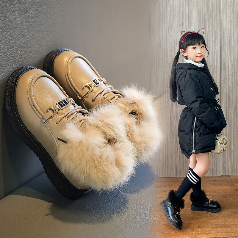 Meninas inverno botas de couro 2022 inverno meninos com correntes botas de neve crianças moda coreano botas de pelúcia antiderrapante elástico banda unisex