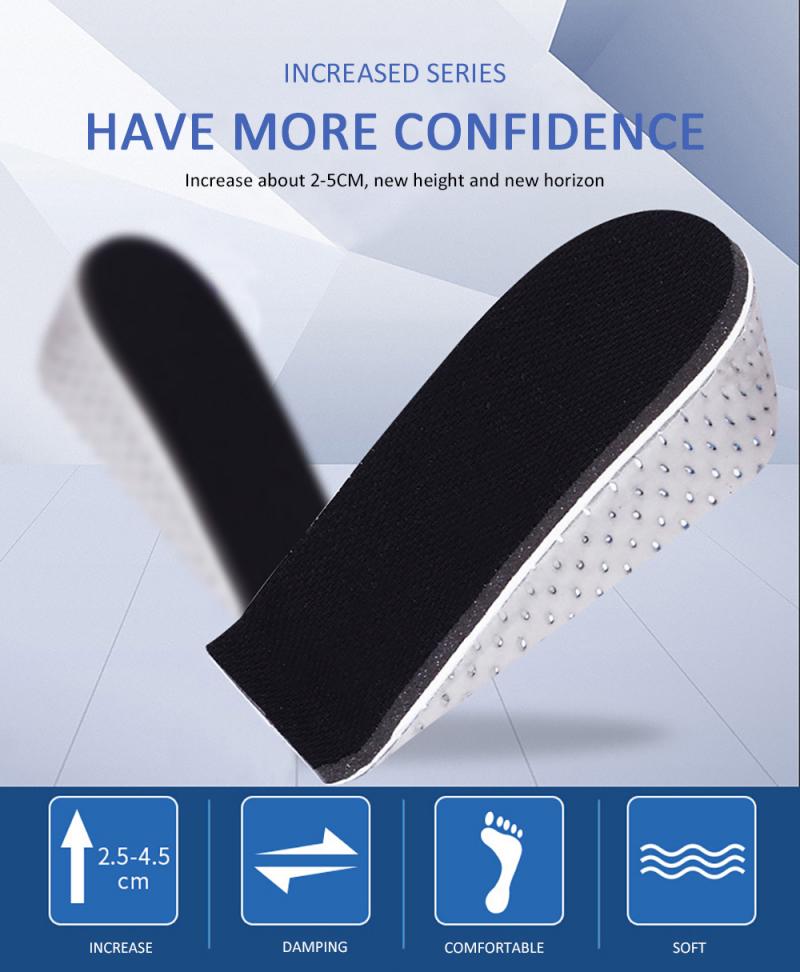 1 Pair Unisex Comfortable Height Increase Invisible Insole Taller Insert Memory Foam Insoles Shoes Feet Shoes Up Pad Cushion