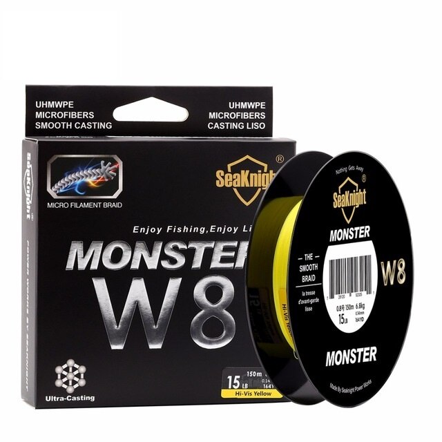Monster- W8 150 Mt Geflochtene Angelschnur 8 Stränge Spinnt Super Dünne 0,8 # PE Multifilament Schwimmleine 15LB 6,8 KG 0,14mm