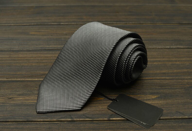 Hand Tie 8cm Formal Suit Business Wear Necktie Meeting Interview Office Wedding Men's Groom Grey Narrow Plaid Ties: Default Title