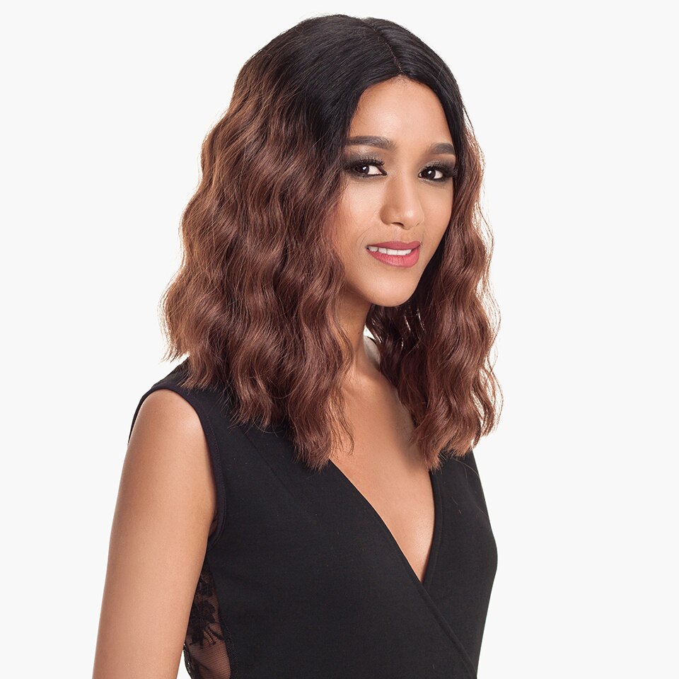 Magic Hair Synthetic Lace Front Wigs For Black Women 14Inch Heat Resistant Fiber Wigs Ombre For Women Ombre Deep Wavy Hair