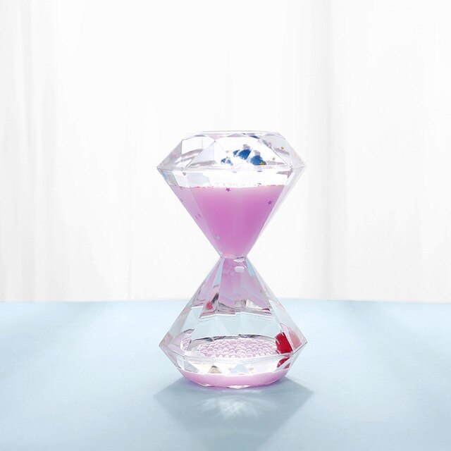 Divertido arena ceremonia clásico Reloj de escritorio lindo de dibujos animados muñeca de líquido reloj de arena de aceite de movimiento para los niños: Pink