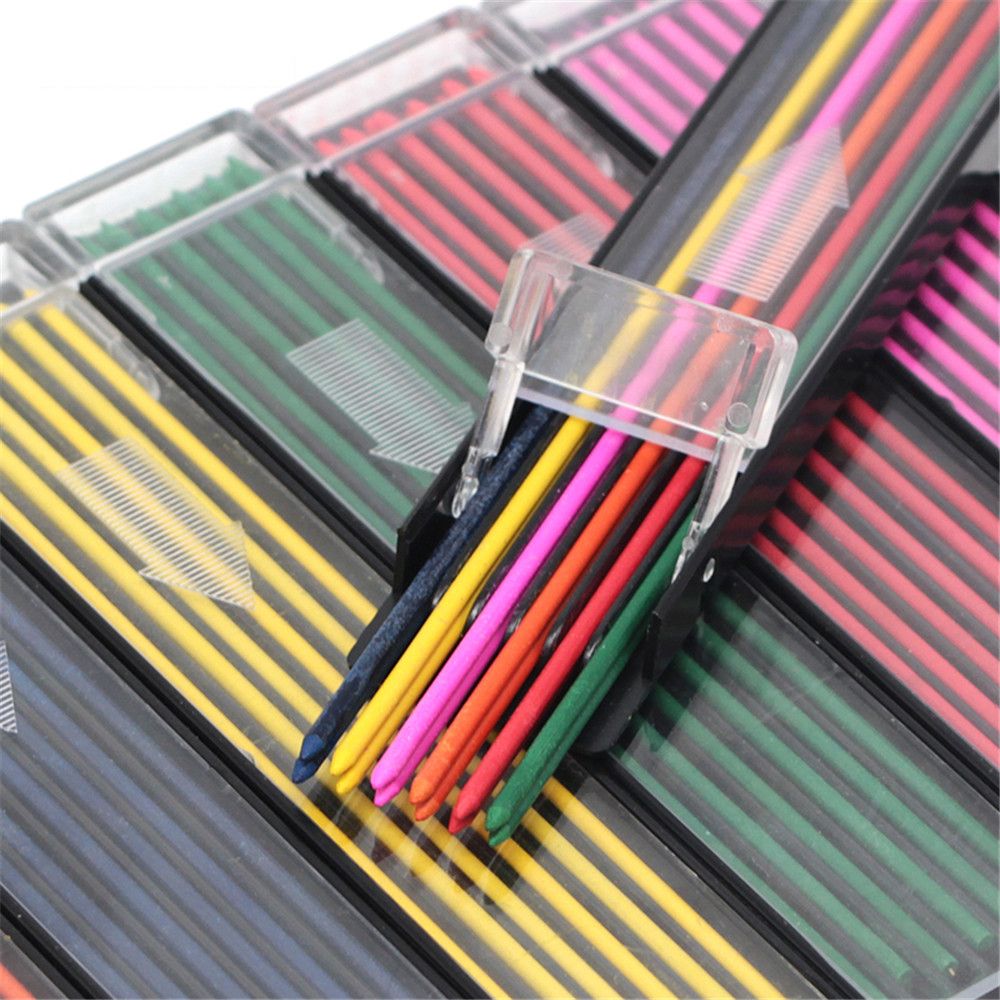 12pcs Colorful Thick Pencil Core 2.0mm Automatic Drawing Pencil Refills Kawaii Stationery Mechanical Pencil Lead for Wiritng