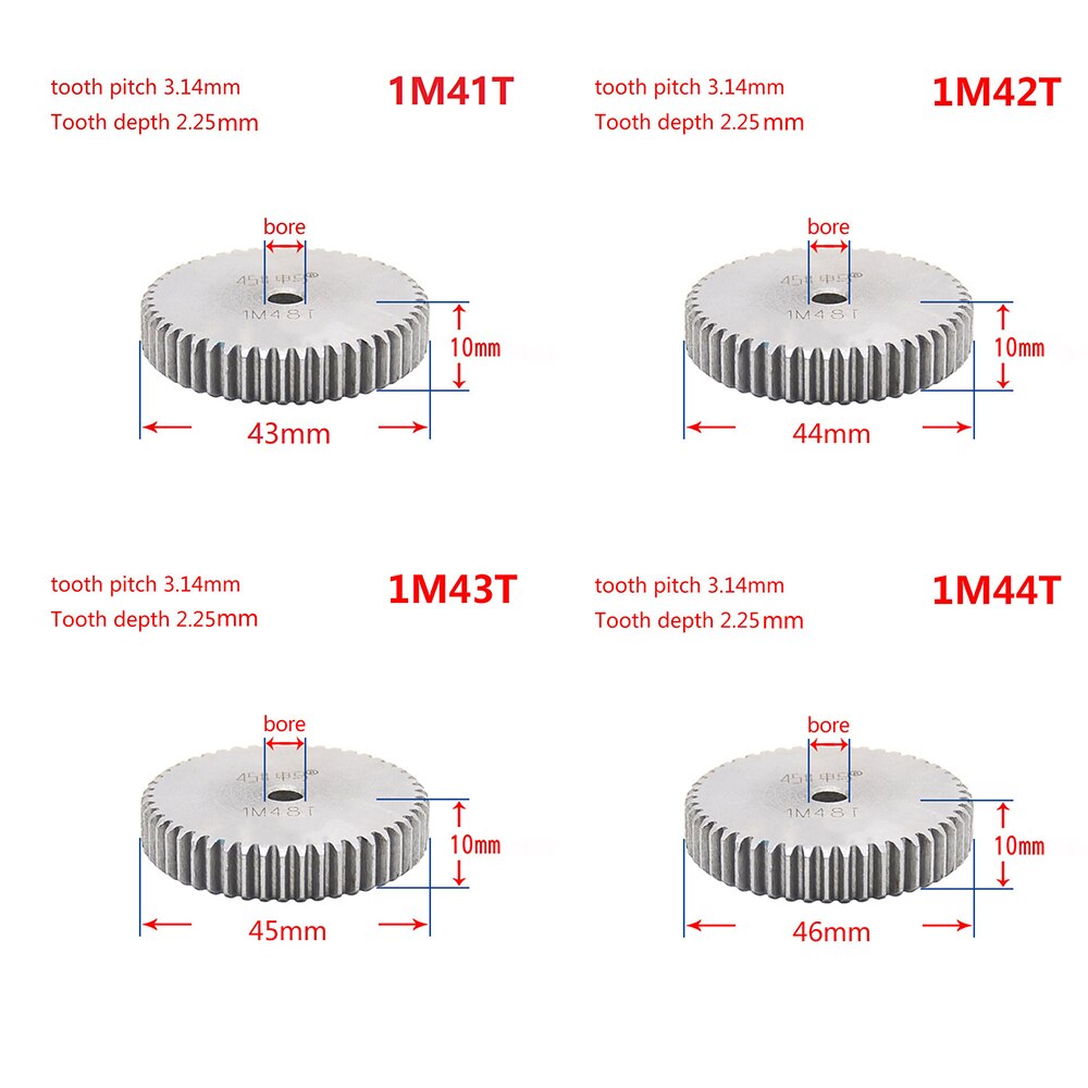 1Pcs 45# Steel Spur Gear 1Mod 29T-44T Metal Moter Gear 29 Tooth - 44 Tooth Pinion Gear
