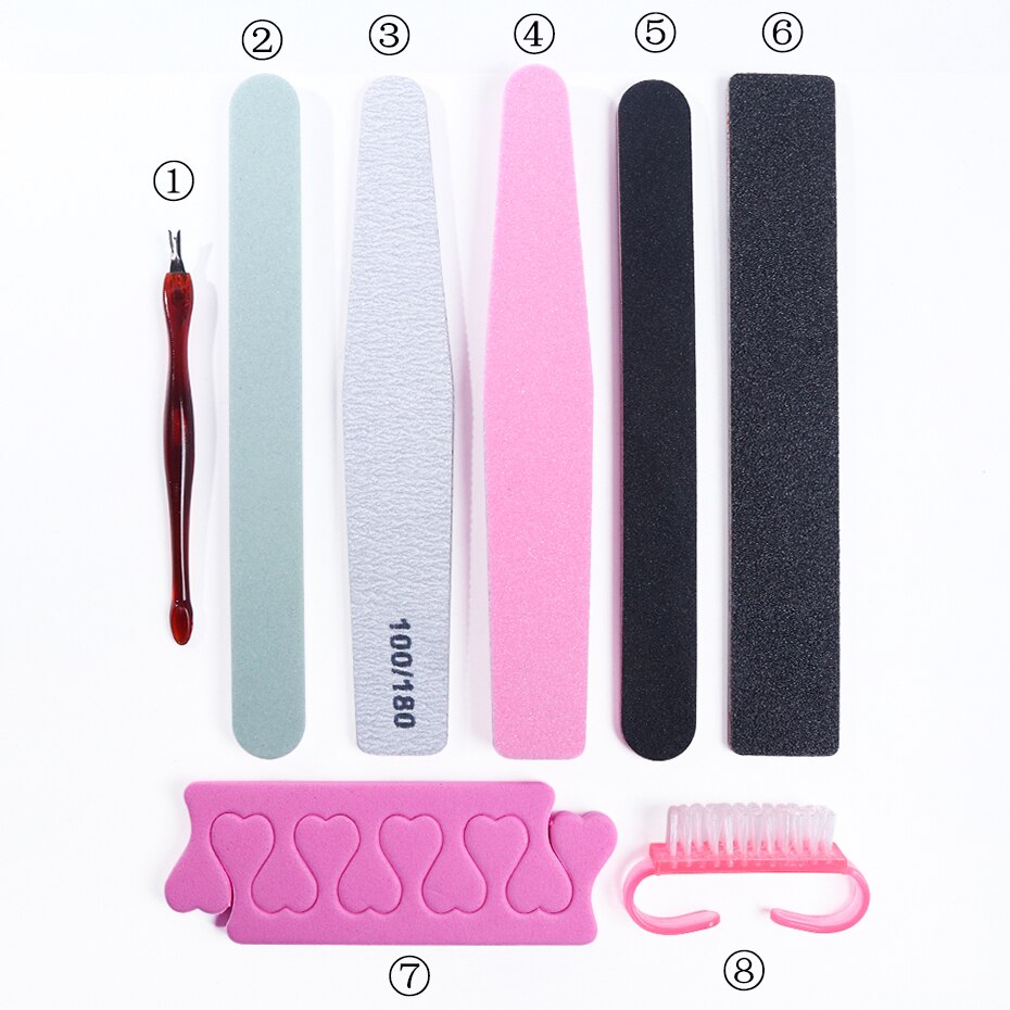 Nagelbuffert fil set slipblock svamp naglar polerverktyg kit gel nagellack remover manikyr verktyg  ji1798