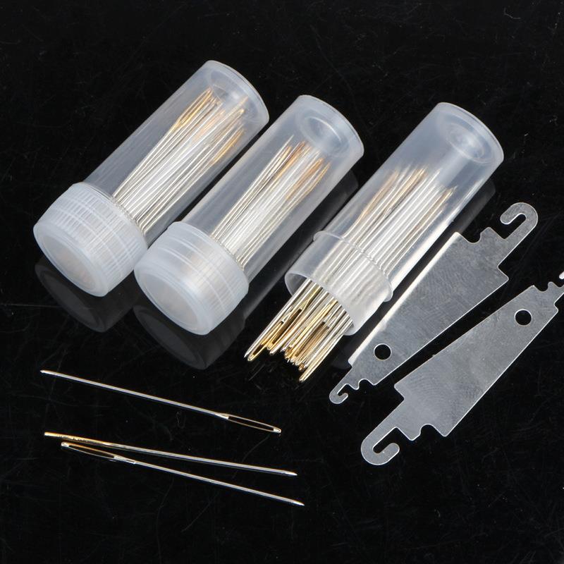 30-Piece Cross Stitch Needle Gold Tail Needle Blunt Embroidery Needle Cross Stitch Needlework Tool With Special Needle Threader