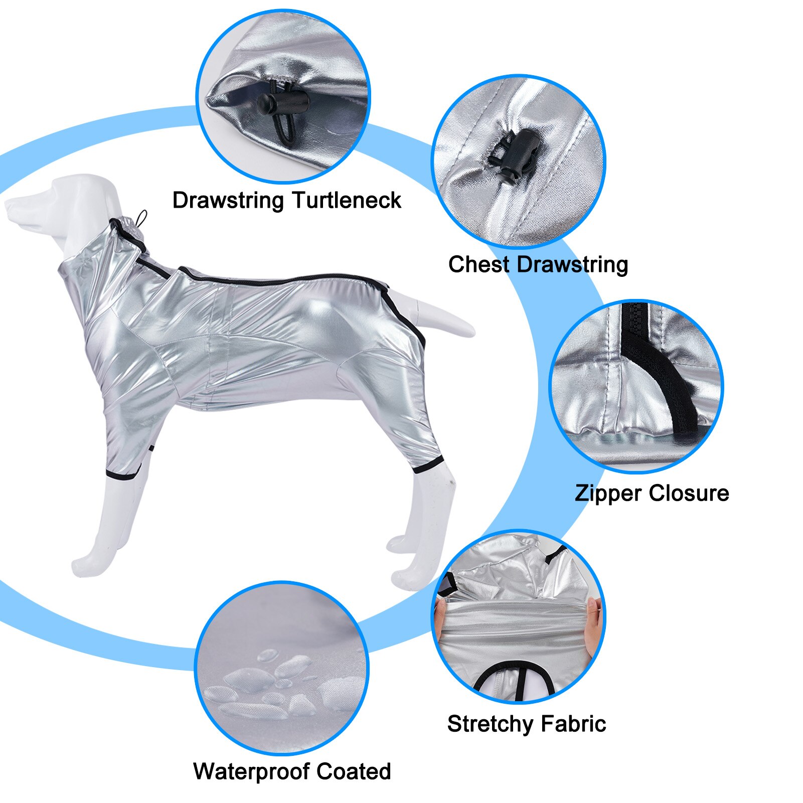 Waterproof Large Dog Clothes Space Suit Windproof Big Dogs Jumpsuit Medium Dog Coat Jacket Cool Handsome Dog Clothing