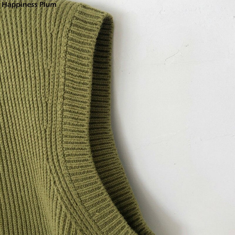 Suéter de punto para mujer, chaleco suave y elástico básico sencillo de uso diario con cuello de pico, liso de punto abierto, ropa de calle femenina, Vintage coreana, combina con todo