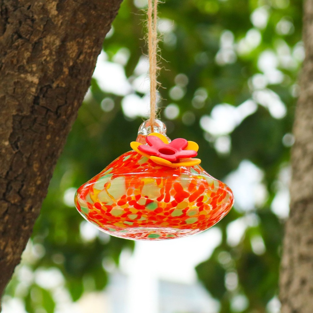 Durable Droplet Shaped Hummingbird Feeder Hanging Glass Ball Bird Automatic Feeder Practical Bird Drinking Fountain For Window