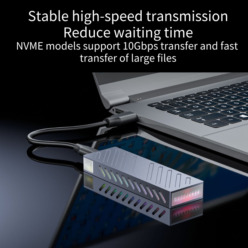 M.2 SSD Case 10Gbps M.2 SATA/NVMe Dual Protocol SSD Adapter SSD To USB 3.1 External Enclosure for NVME PCIE NGFF SATA RGB Box