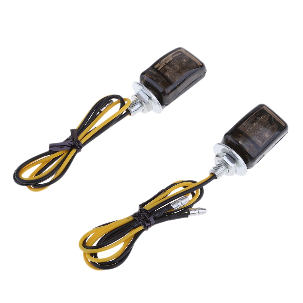 Tiny Mini Micro Motorcycle Amber LED Indicators Blinkers Turn Signal Black
