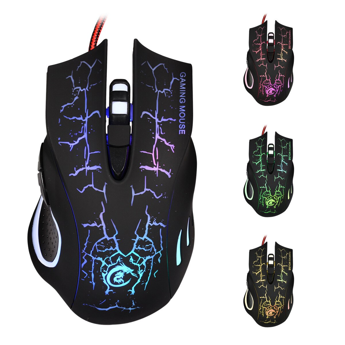 3-colors backlit wired gaming keyboard set Colorful glowing gaming mouse and keyboard