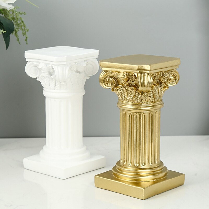 Columna de escultura de resina para decoración del hogar, accesorio de artesanía para sala de estar, columna Romana