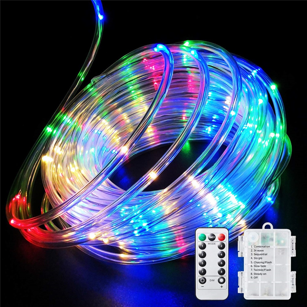 Afstandsbediening en timer batterij touwverlichting 5m 10m waterdichte led touwbuis lichtslingers voor binnen en buiten kerst bruiloft tuin