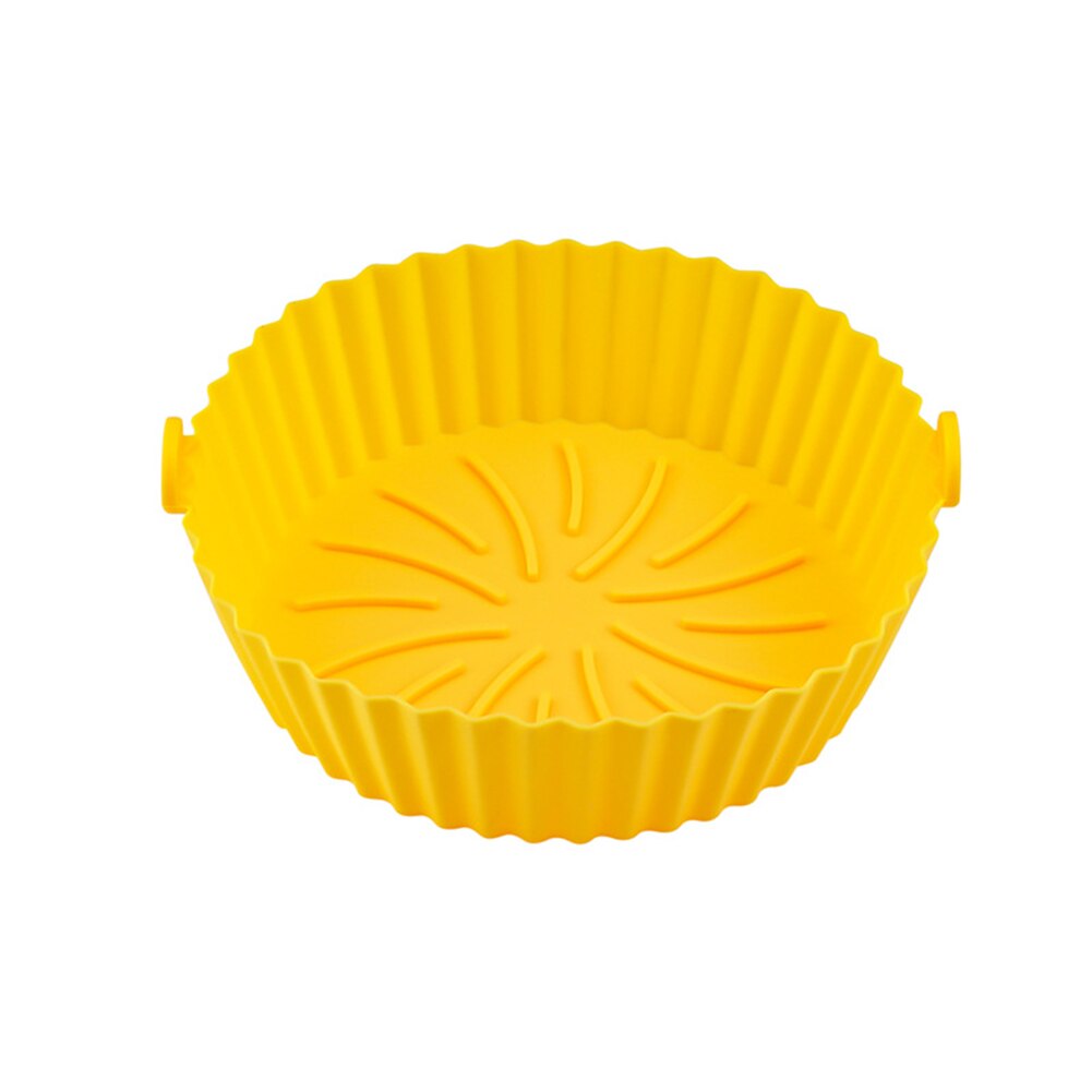 Silicone Pot For Airfryer Reusable Air Fryer Accessorie Baking Basket Pizza Plate Grill Pot Kitchen Cake Cooking Baking Tool: NEWYellow17x14x4.6cm
