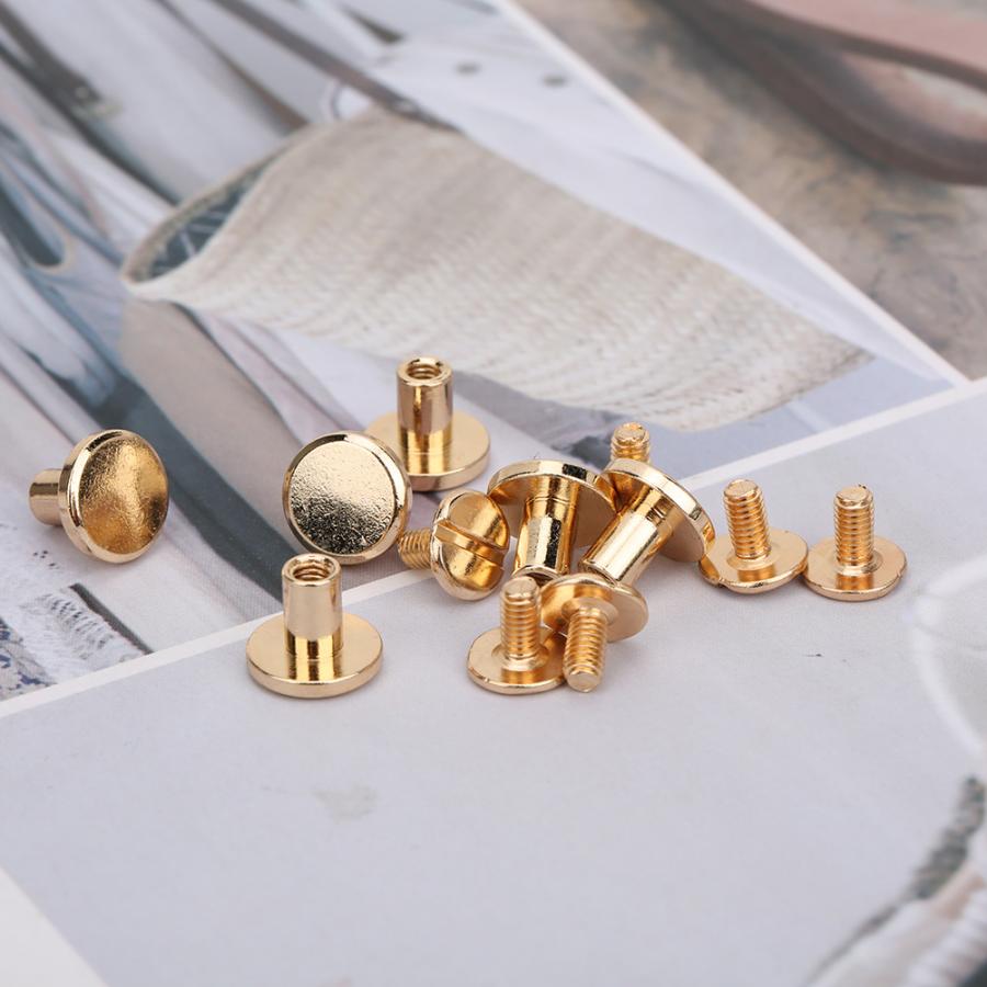 50 Set 8mm Leather Rivets Pure Copper Flat Head Metal Rivets Leather Strap Screws Kit for Notebook Binding Rivet Tubular Studs