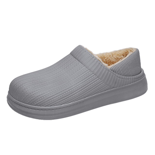 Men Winter EVA Slippers Waterproof Indoor Casual Warm Plush Slippers Cotton Fur Slippers Home Slippers Men Shoes: Gray / 40-41