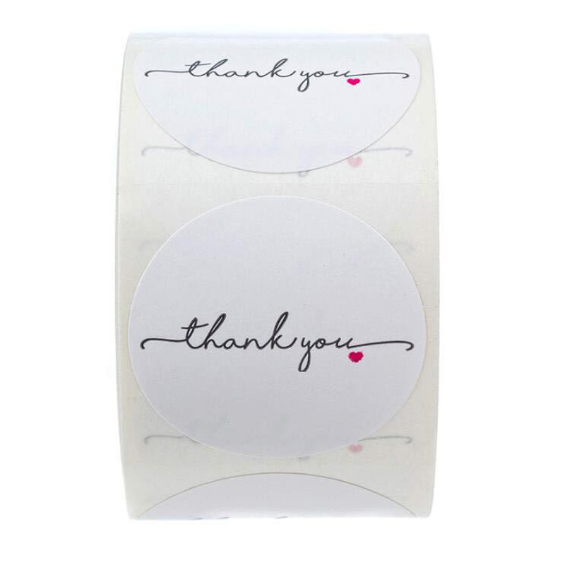 Etiqueta Adhesiva redonda de papel blanco para álbum de recortes, pegatina de agradecimiento de 1 pulgada, sello de sobre de boda, papelería hecha a mano, 50-500 Uds.