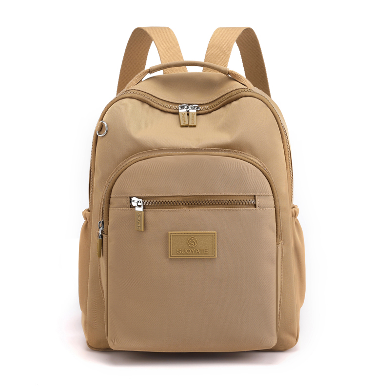Mochila moderna de nailon para mujer, bolso de hombro para chica, mochila escolar: Caqui