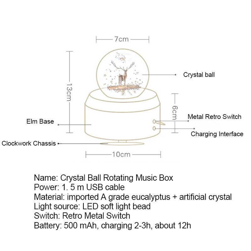 Sfera di cristallo di Legno Carillon Musicale Scatola Luminosa del proiettore Rotante Innovativo Regalo Di Compleanno Carillon A Manovella A Mano Meccanismo di Regalo