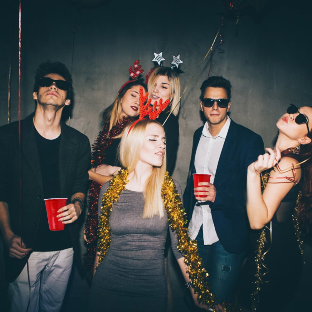 Bar Game Cups PP Bar Party Ping-Pong Game Cups Funny Beer Game Supplies (16oz, 12pcs Red Cups, 12pcs Yellow Ping-Pong)