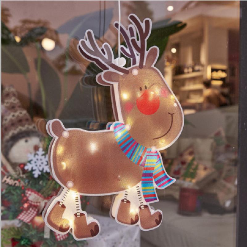 Christmas LED Window Decoration Lights Christmas Suction Cup Chandelier Party Ornament Lights Indoor Bedroom Scene Layout: Red