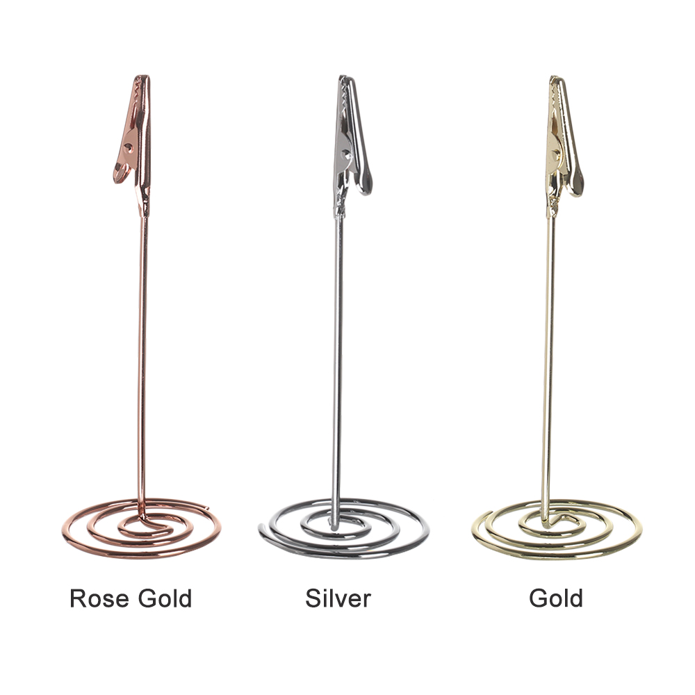 Romantic Rose Gold Metal Photo Clips Place Card Holder Table Number Stand Wedding Party Decoration Desk Accessories