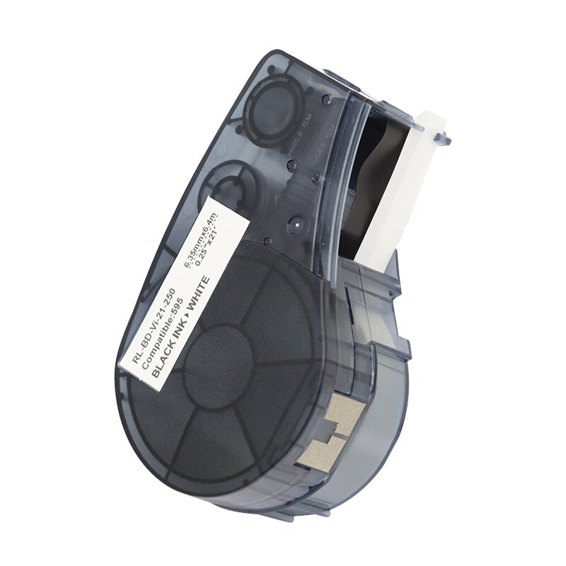 for M21-250-595 6.35mm Width Label Tape Black On White Compatible for BMP21 Plus ID Pal and LABPAL Label Printers