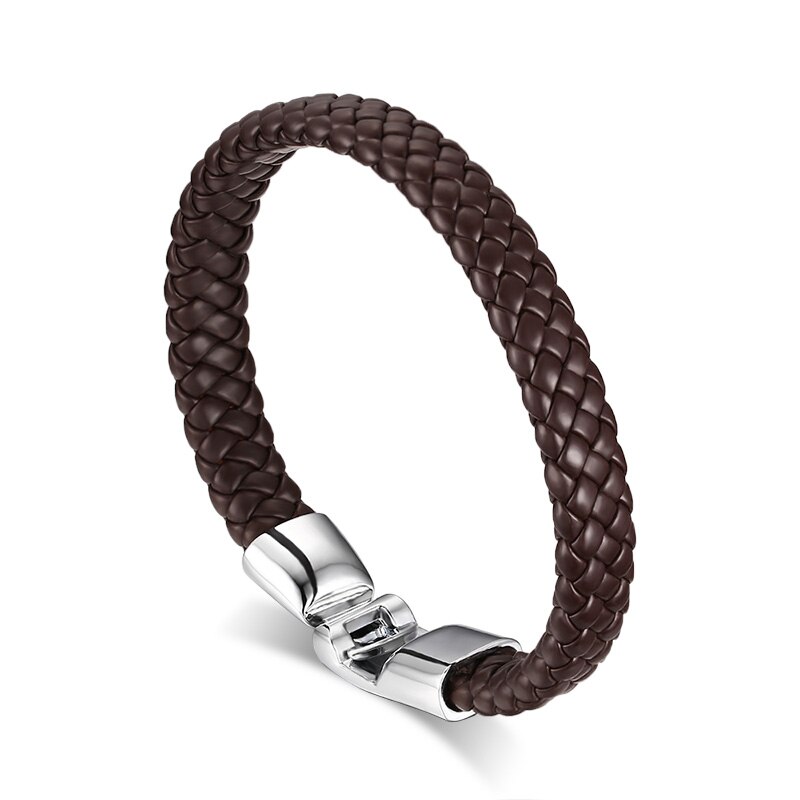 Vnox flätat läderarmband för män armband armband män smycken svart kaffe vitt: Kaffe