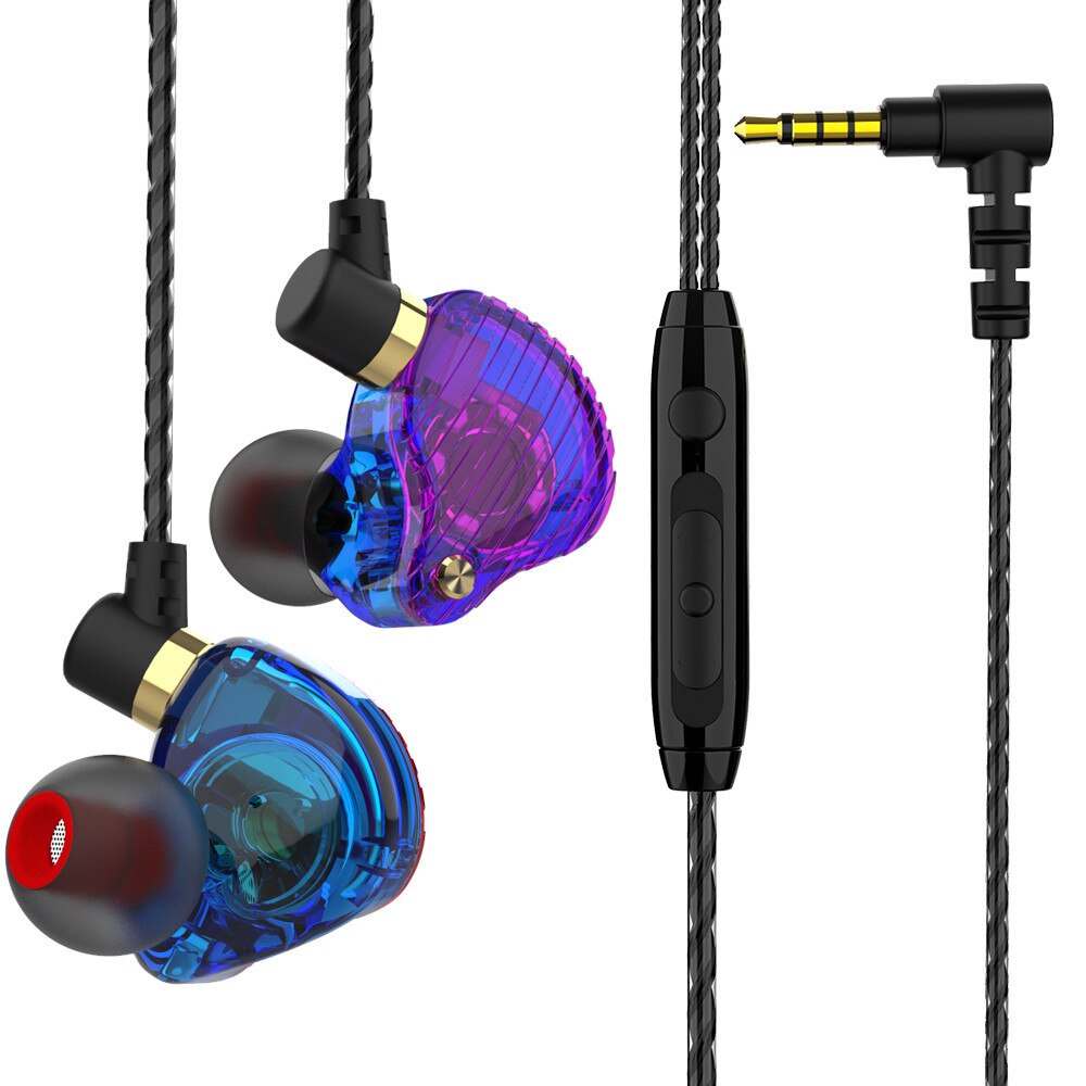 3.5mm Wired Dual Driver Earphones Stereo Bass Sport Running Headset HIFI Monitor Earbuds Handsfree With Microphone QKZ SK3: Colorful