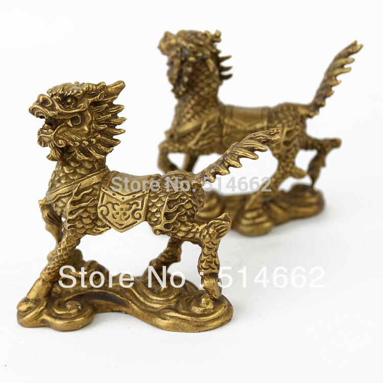 3 Inch Messing Feng Shui Paar TENGYUN CHILIN/chi lin M1186