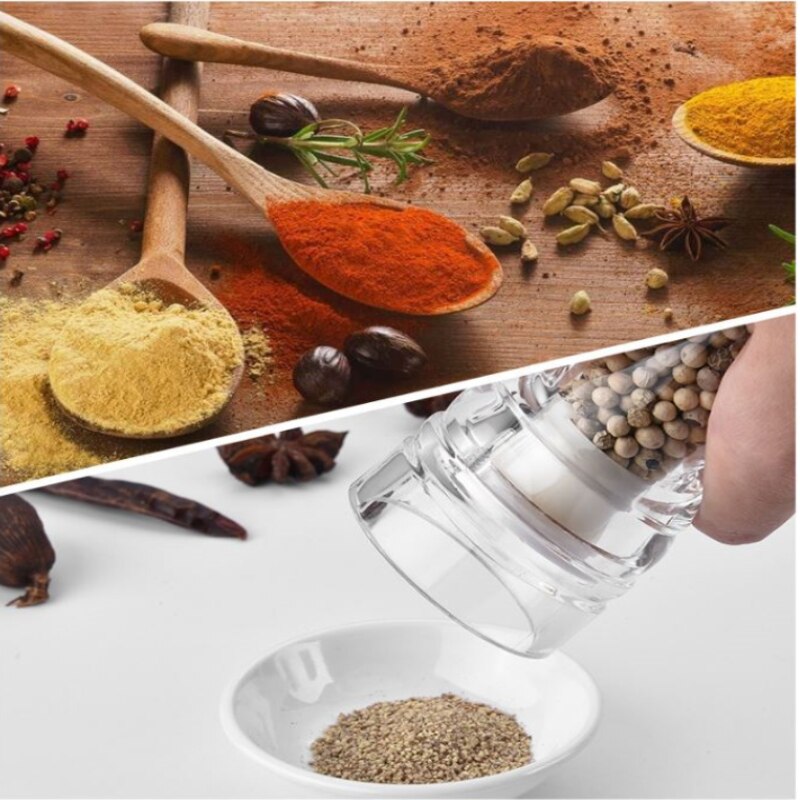 1PCS Acrylic Salt Pepper Mills Solid Pepper Strong Manual Ceramic Core Grinder Mill Kitchen Seasoning Bottle Cooking Tools