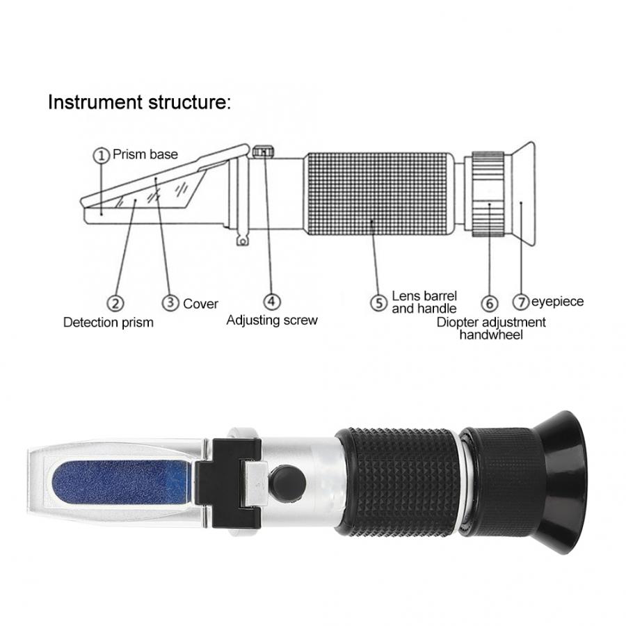 Refractometer Concentration Meter Handheld Tool 0-10% for Automatic Temperature Compensation