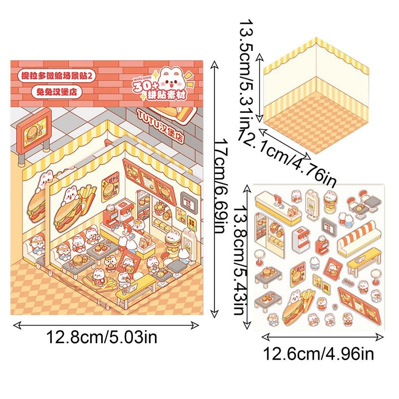 Make Your Own Scene Stickers Funny 3D Effect Sticker Safe Books Decoration Art Craft Supplies Cartoon House Decals Reusable Diar
