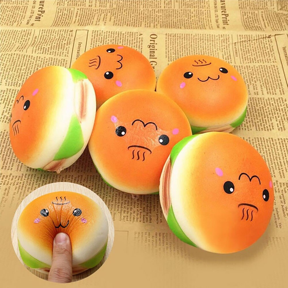 Relax toys 10cm Squishy Hamburger Toy amusing Lovely Bread Bun Cellphone Bag Strap Pendant Charms fascinating decorator D301227