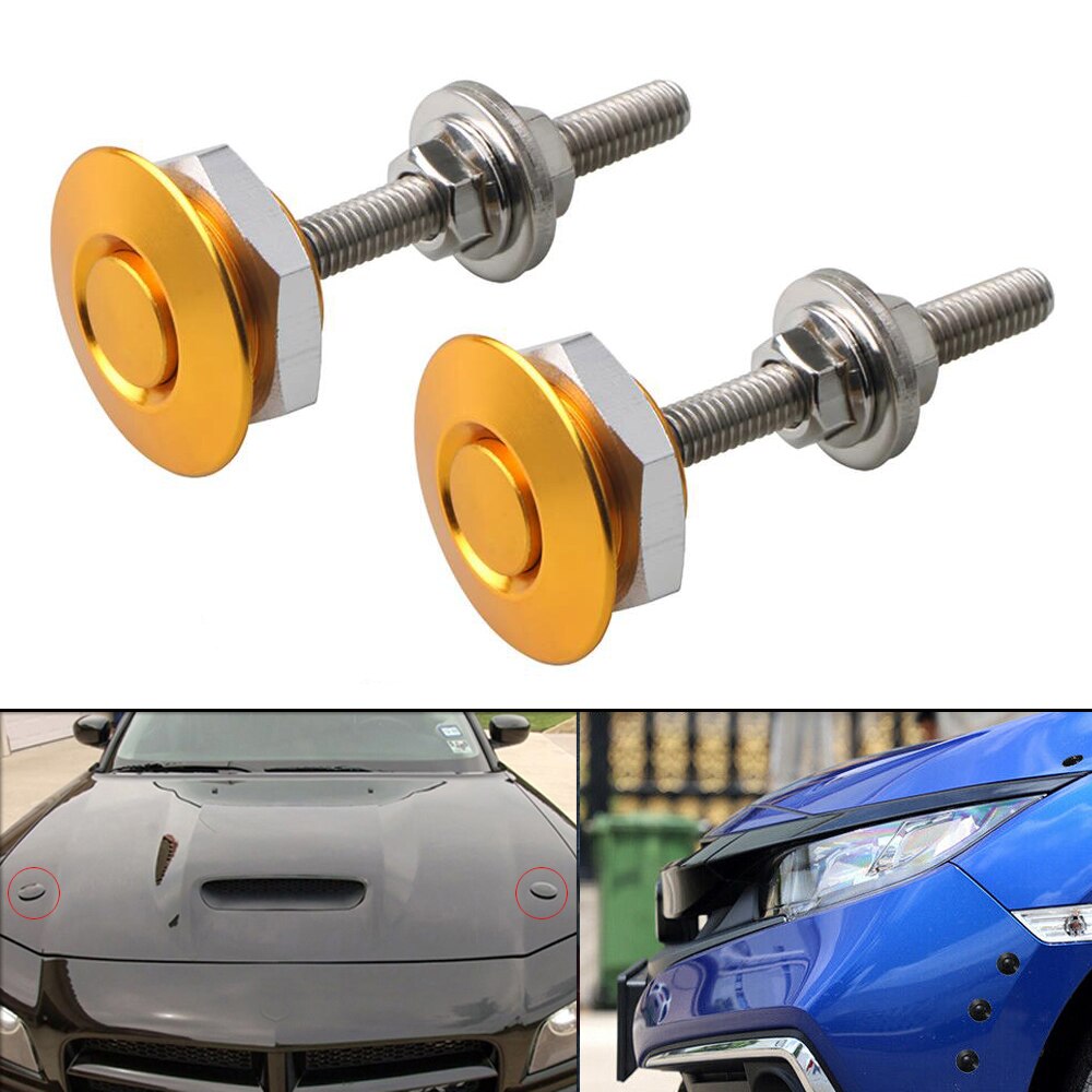 Kit de carrocería Universal para capó de coche, perno de aluminio dorado para cierre de bloqueo de capó, liberación rápida, 4 unidades