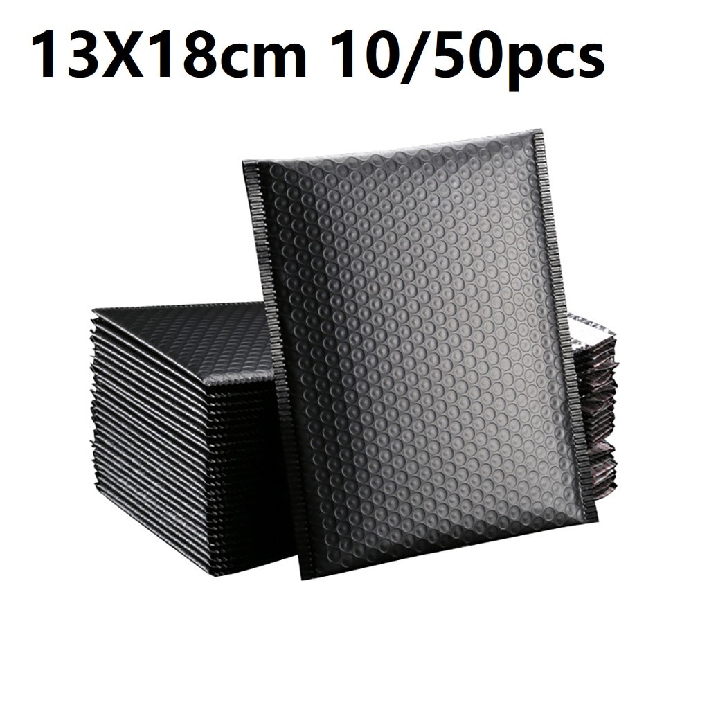 10pcs 50pcs Black packaging envelope Bubble Mailers Poly Mailer Self Seal Padded Usable 13x18cm bag Sealing package bag