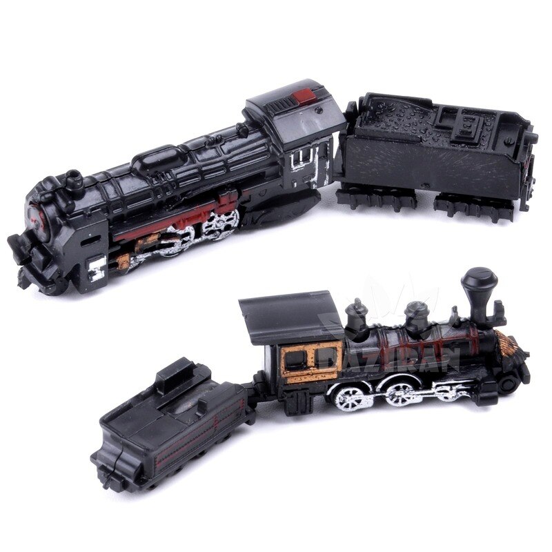 1/200 4d damplokomotiv tog model 7cm mini plast byggesæt sandbordssamling legetøj til børn