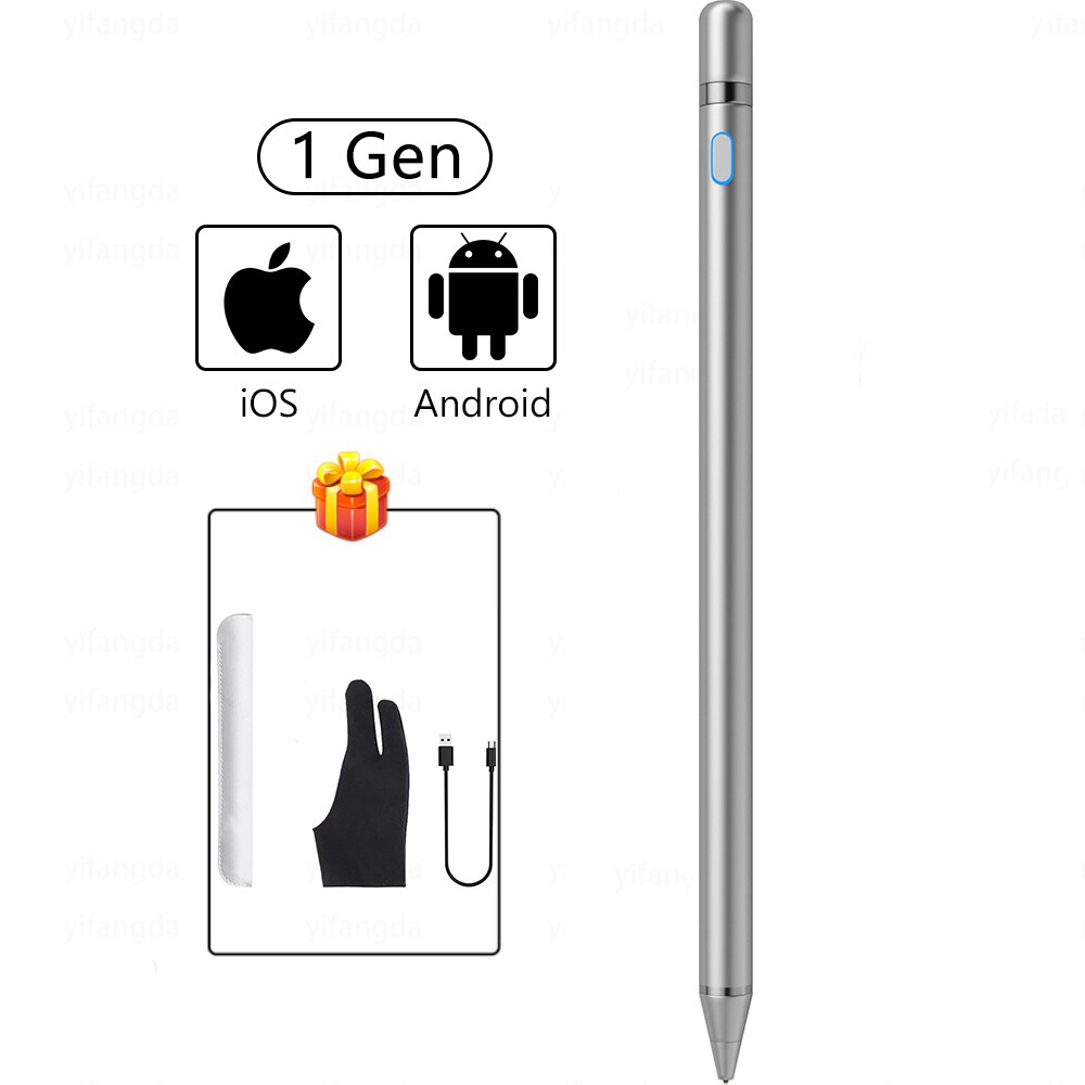 Stylet tactile universel pour téléphone portable, adaptable sur tablette, iOS, Android, Huawei, Samsung, Xiaomi, Apple, iPad: Silver 02