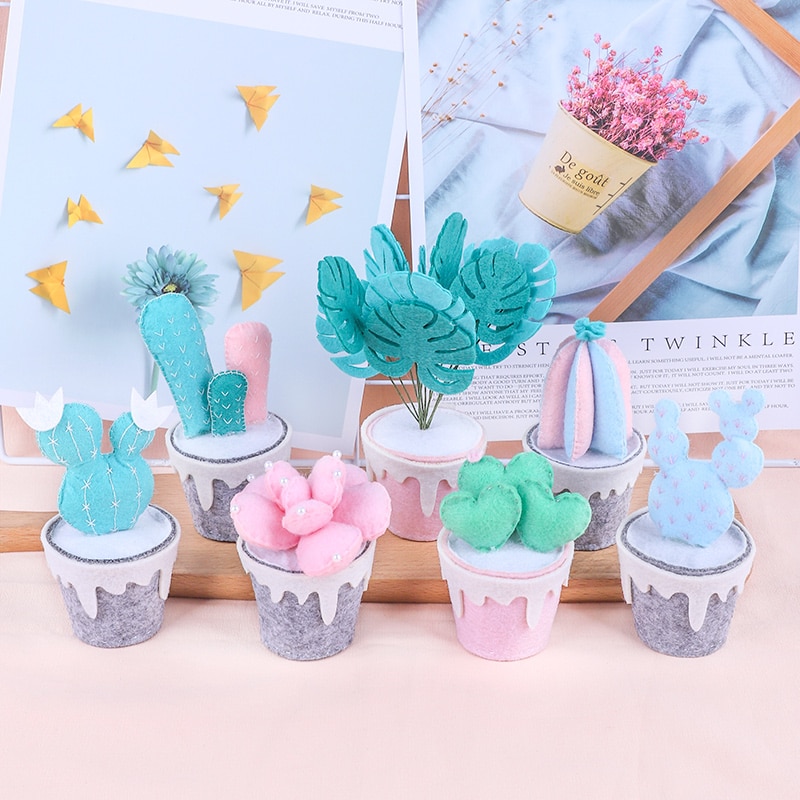 Meian Kit de punto de aguja no tejido para suculentas, Cactus, fieltro de lana, fieltro de corte de aguja, paquete de conjuntos de manualidades Diy