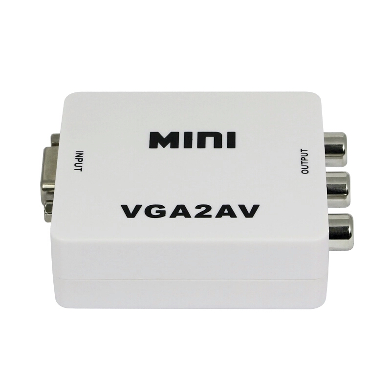 Mini RCA To VGA Converter AV2VGA VGA2AV Conversor with 3.5mm Audio RCA To VGA Video Converter For PC to TV HD Computer to TV: VGA TO AV