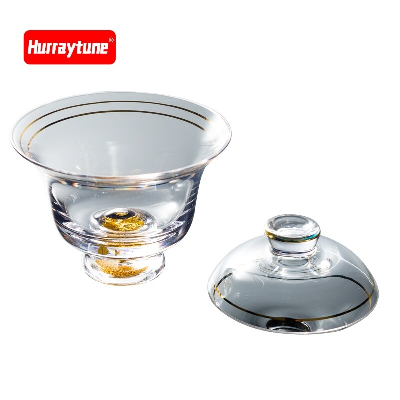 Heat resistant glass, gold covered bowl, tea bowl, thickening large size Kung Fu tea set, transparent tea cup with Phnom Penh.