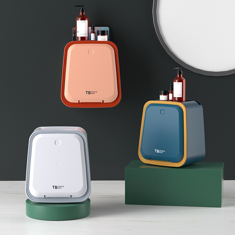 Tissue Box Household wall Mounted Tissue Box Waterproof Tissue Box For Double-layer Toilet Non Perforated Tissue Storage Box